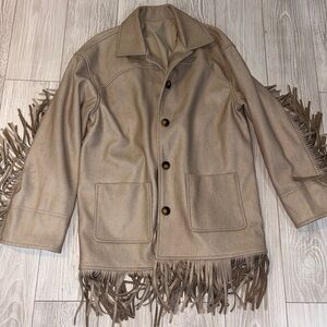 Women's Tan Fringe Shirt‎ Jacket